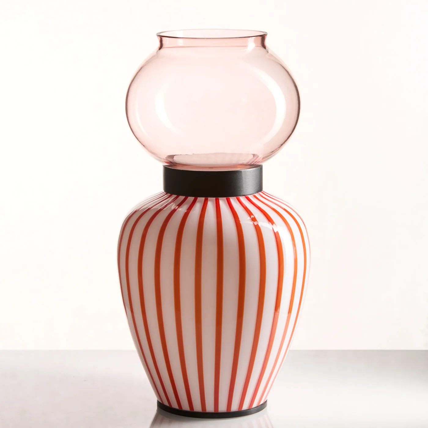 Layla Red Striped Table Lamp by Serena Confalonieri