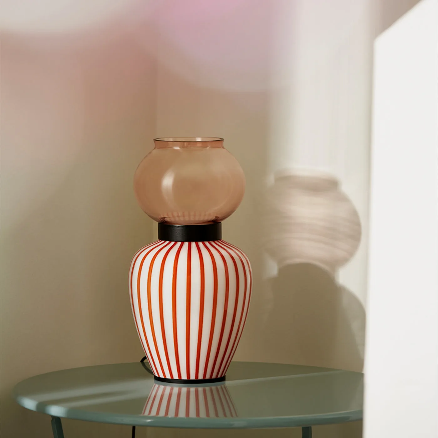 Layla Red Striped Table Lamp by Serena Confalonieri
