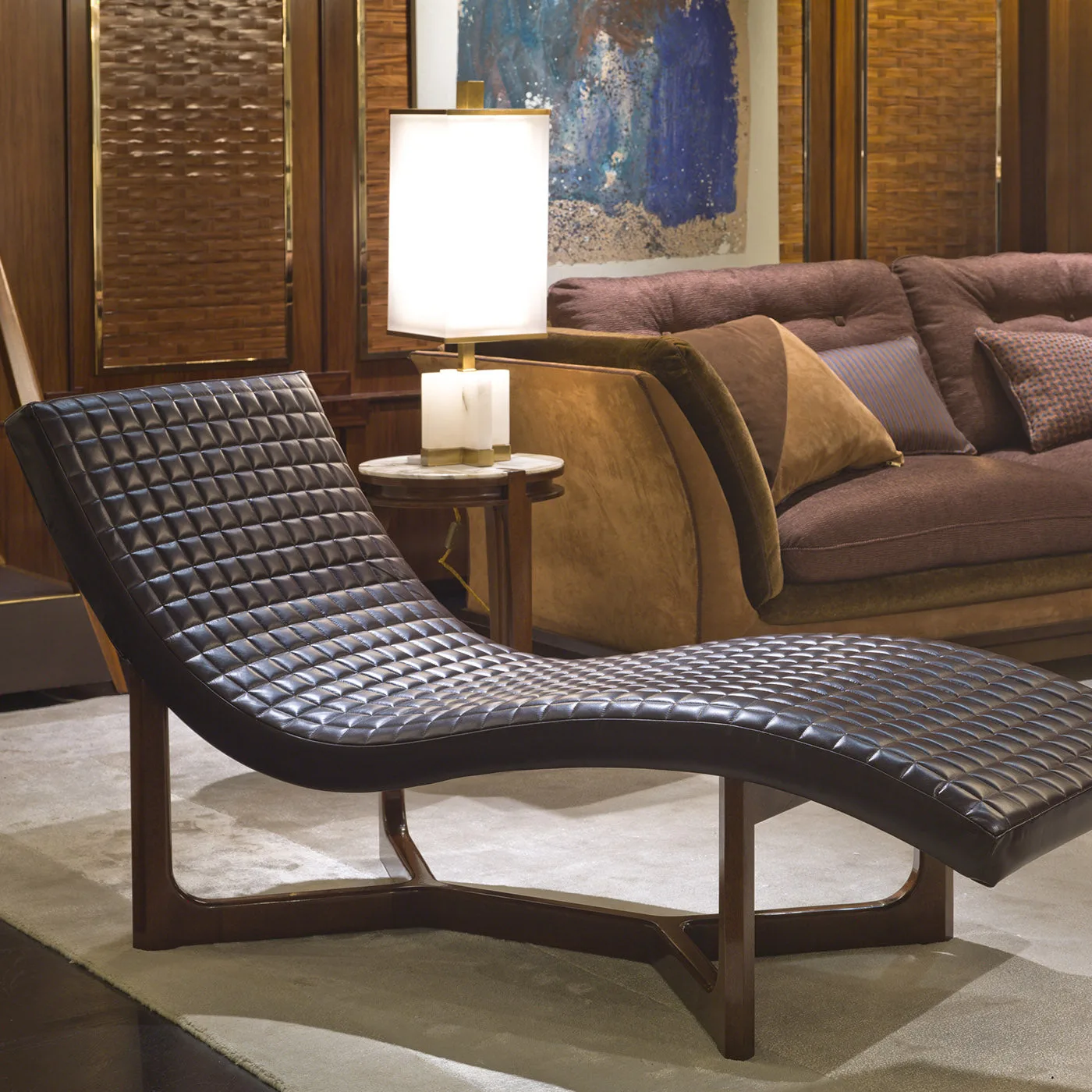 Leather And Mohogany Chaise Lounge