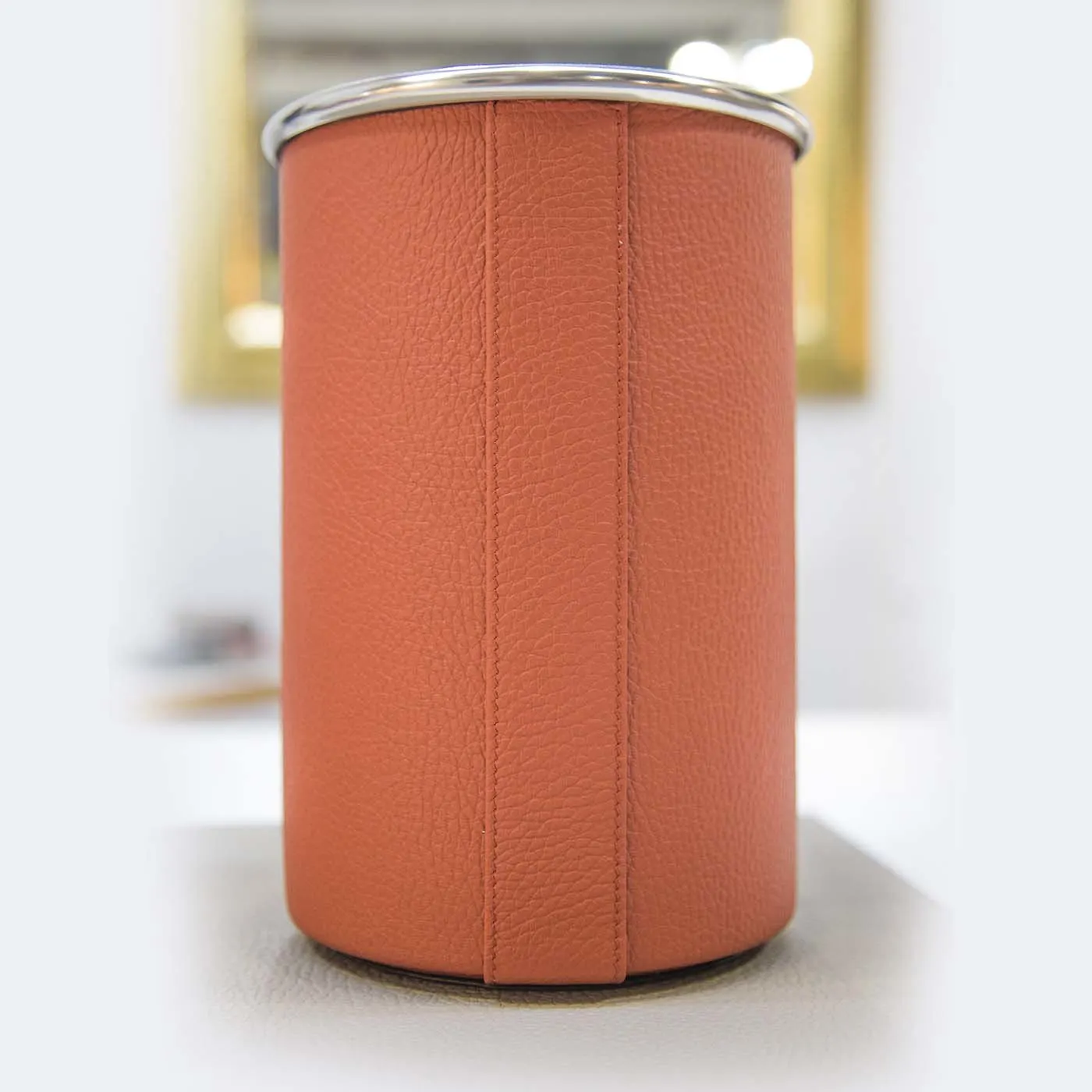 Leather Wine Cooler In Orange