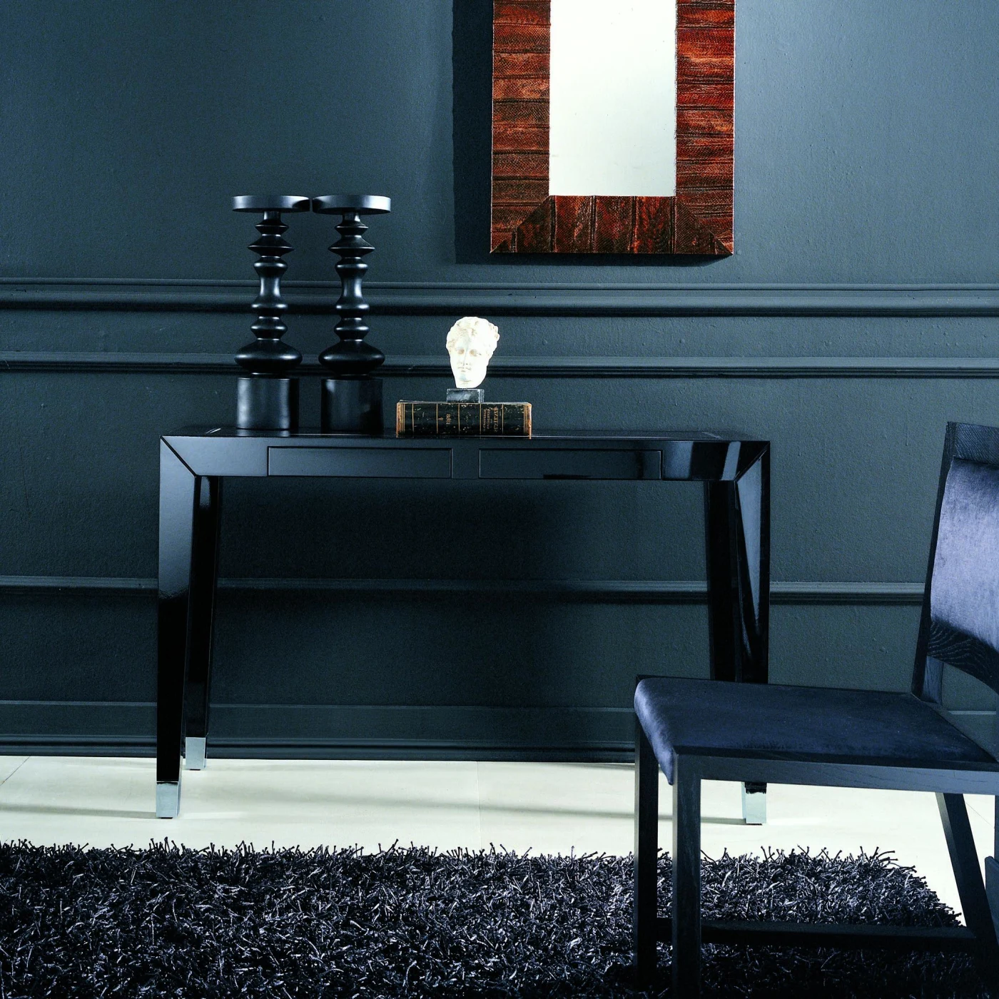 Orsi Orson Console High Gloss Lacquered Black Finish