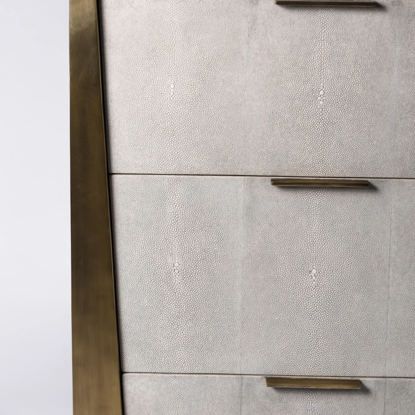 Lola Chest of Drawers in Light Cream Shagreen & Bronze Patina Brass