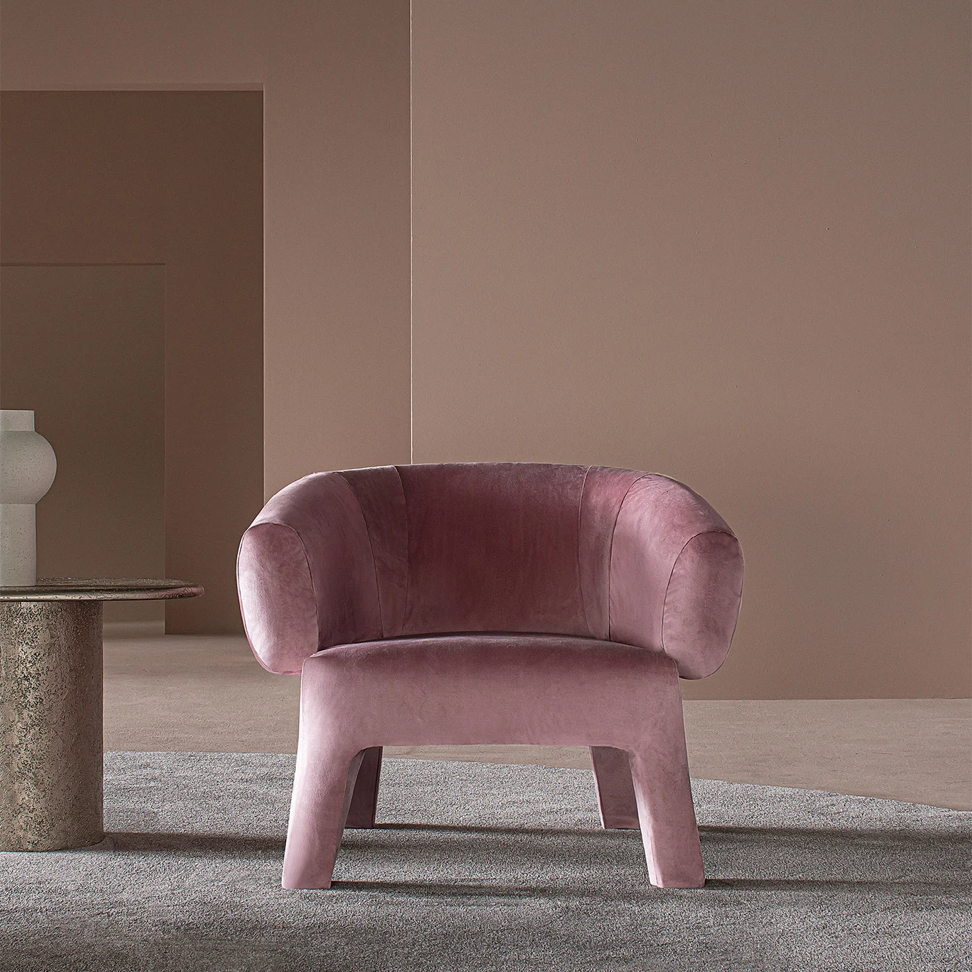 Lola Mauve Velvet Armchair by Paola Navone