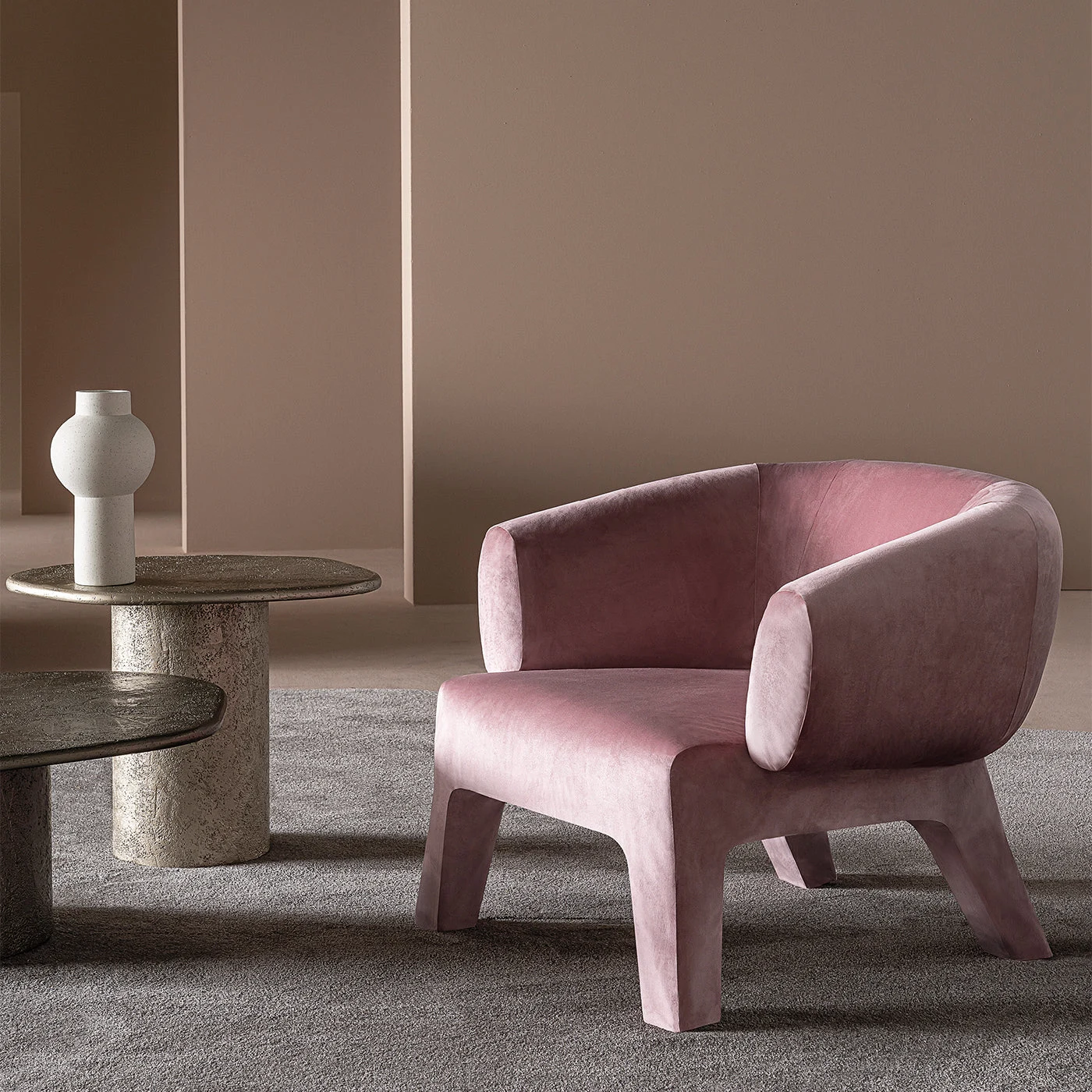 Lola Mauve Velvet Armchair by Paola Navone