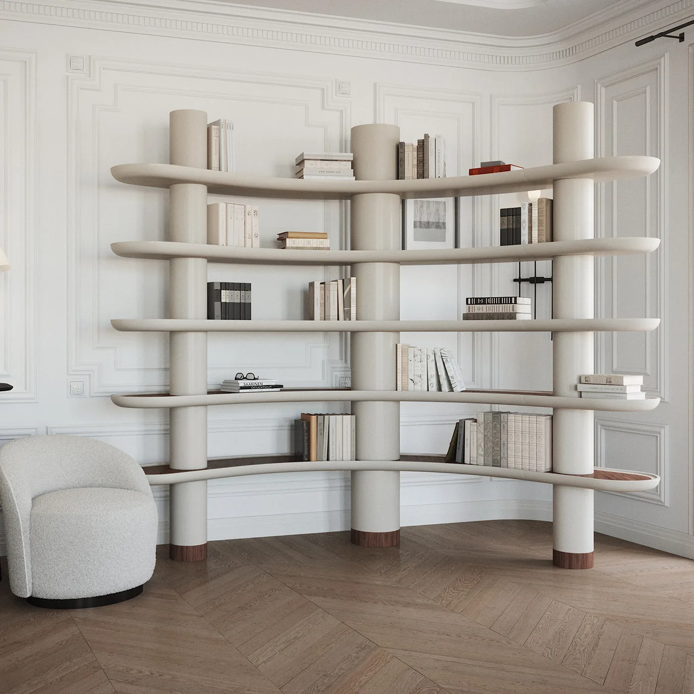 MINA A140 Greige Bookcase