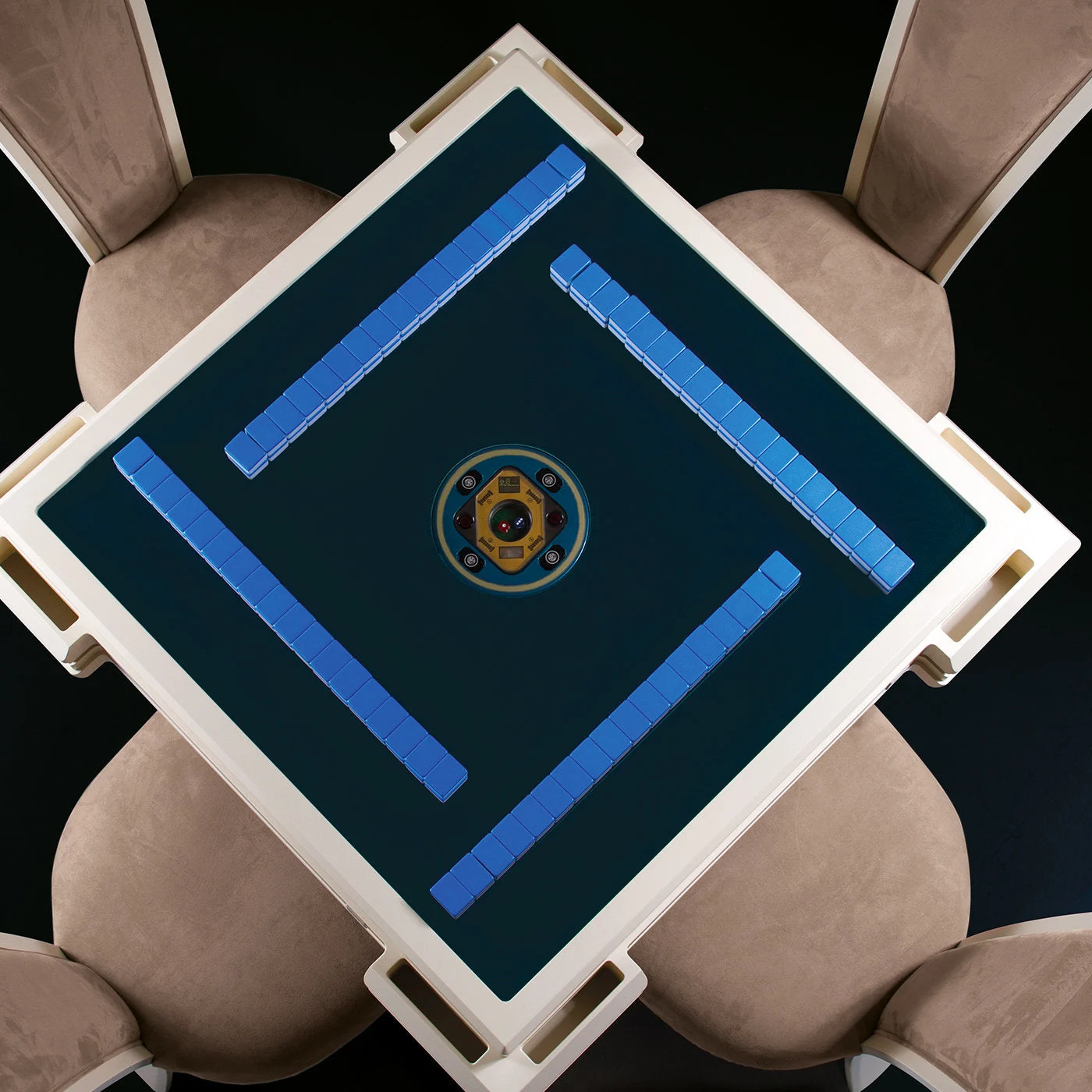 Mahjong Blue Velvet Table By Pino Vismara