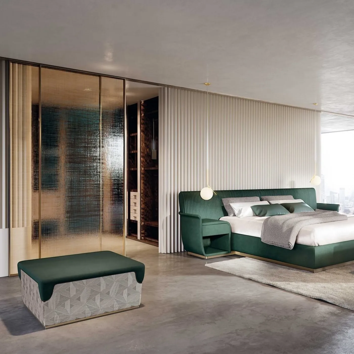 Majestic Upholstered Square Fabric Pouf