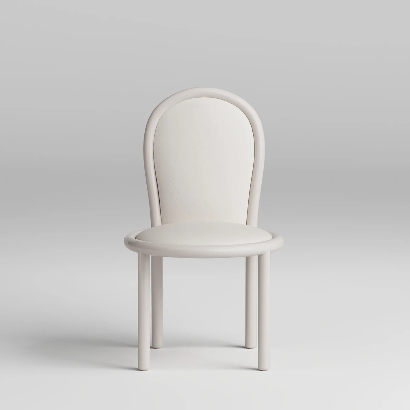 Masa Soul White Leather And Glossy Tortora Wood Dining Chair