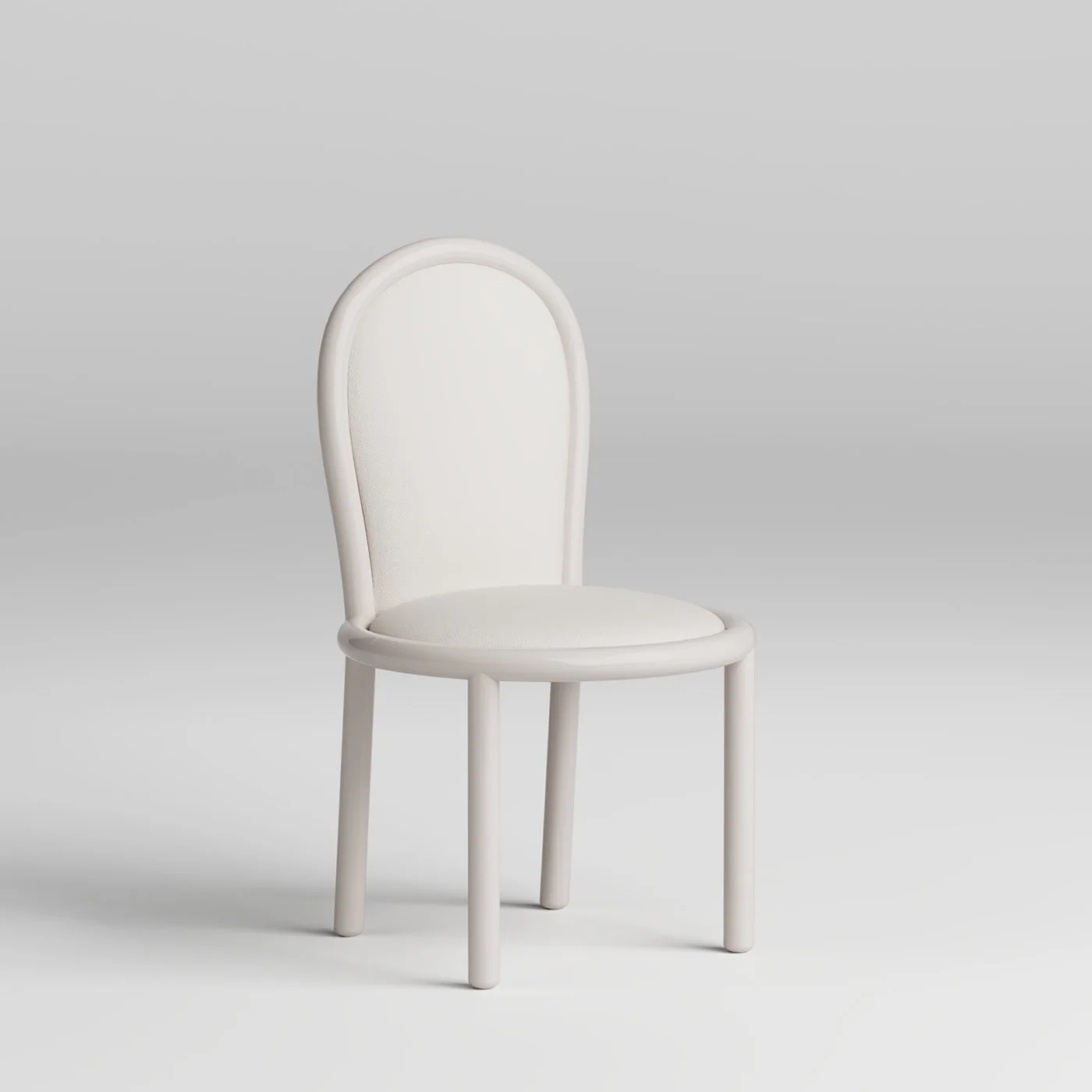 Masa Soul White Leather And Glossy Tortora Wood Dining Chair