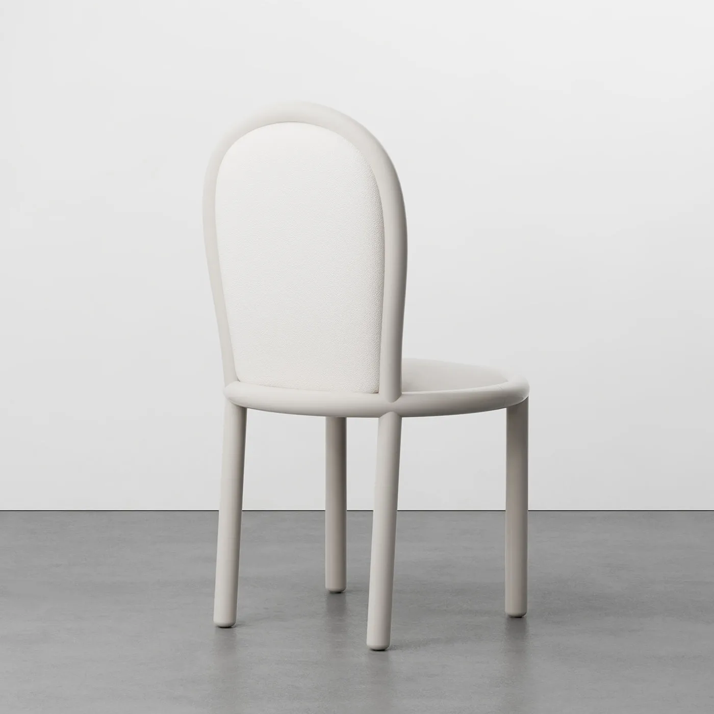 Masa Soul White Leather And Glossy Tortora Wood Dining Chair