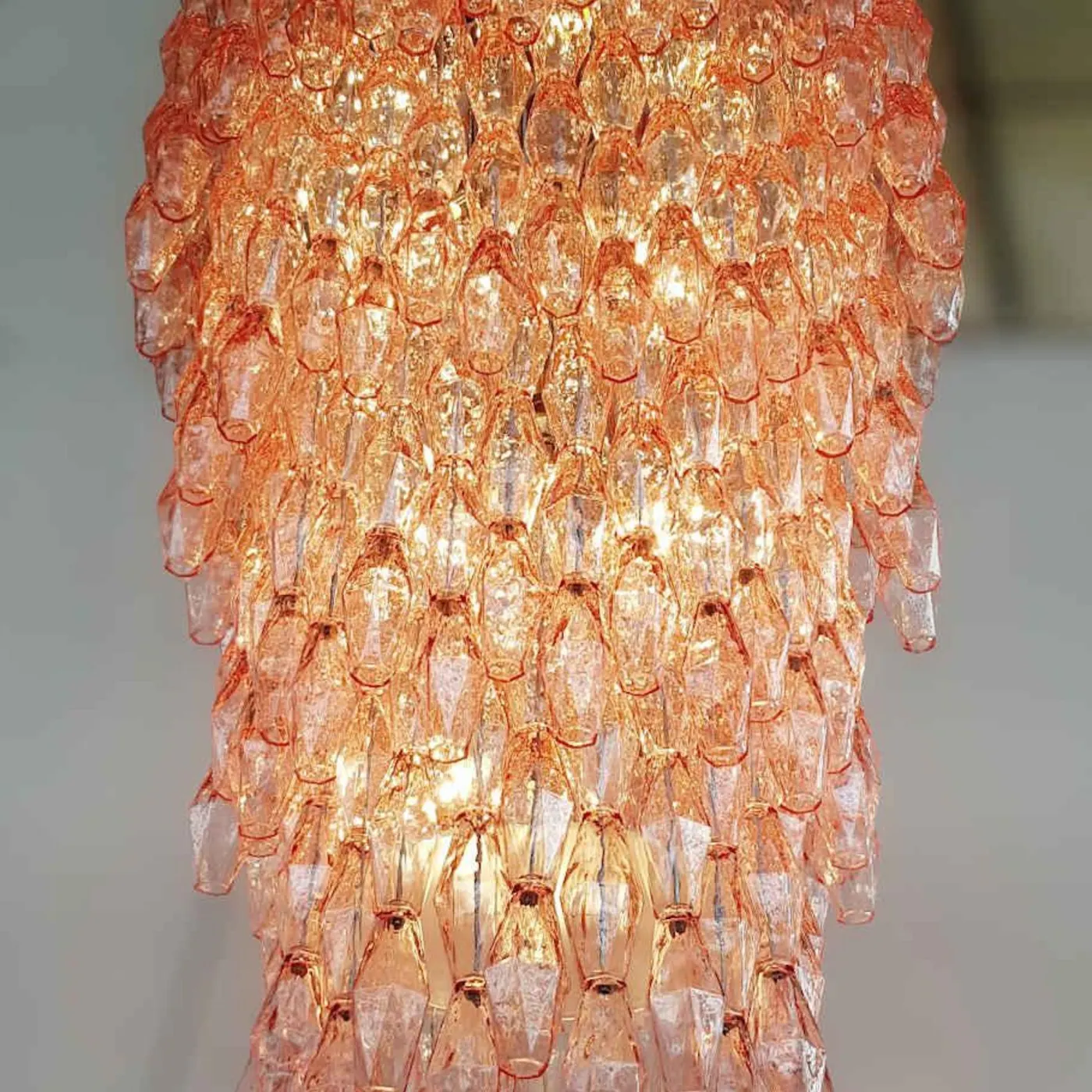 Massive Pink Poliedri Murano Chandelier