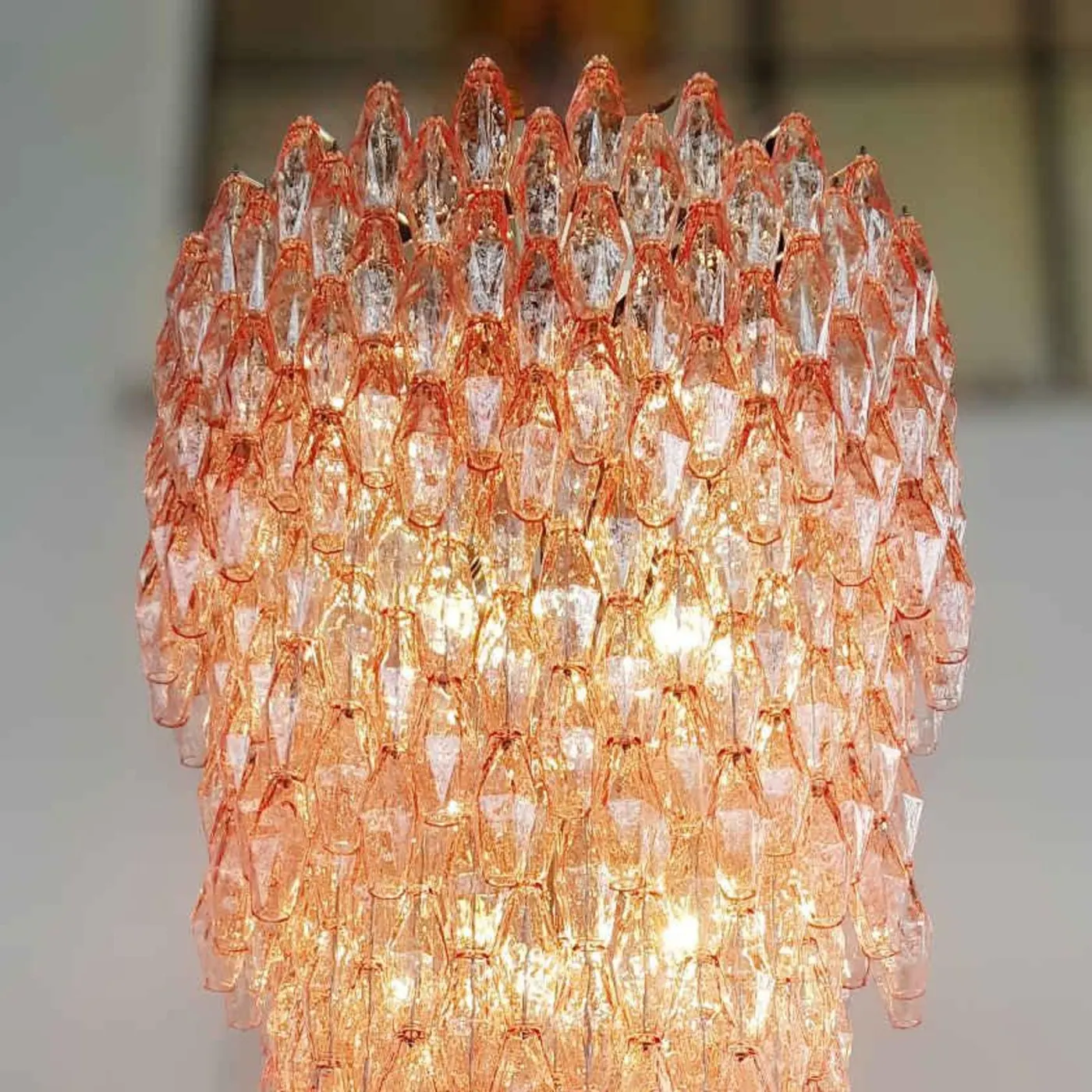Massive Pink Poliedri Murano Chandelier