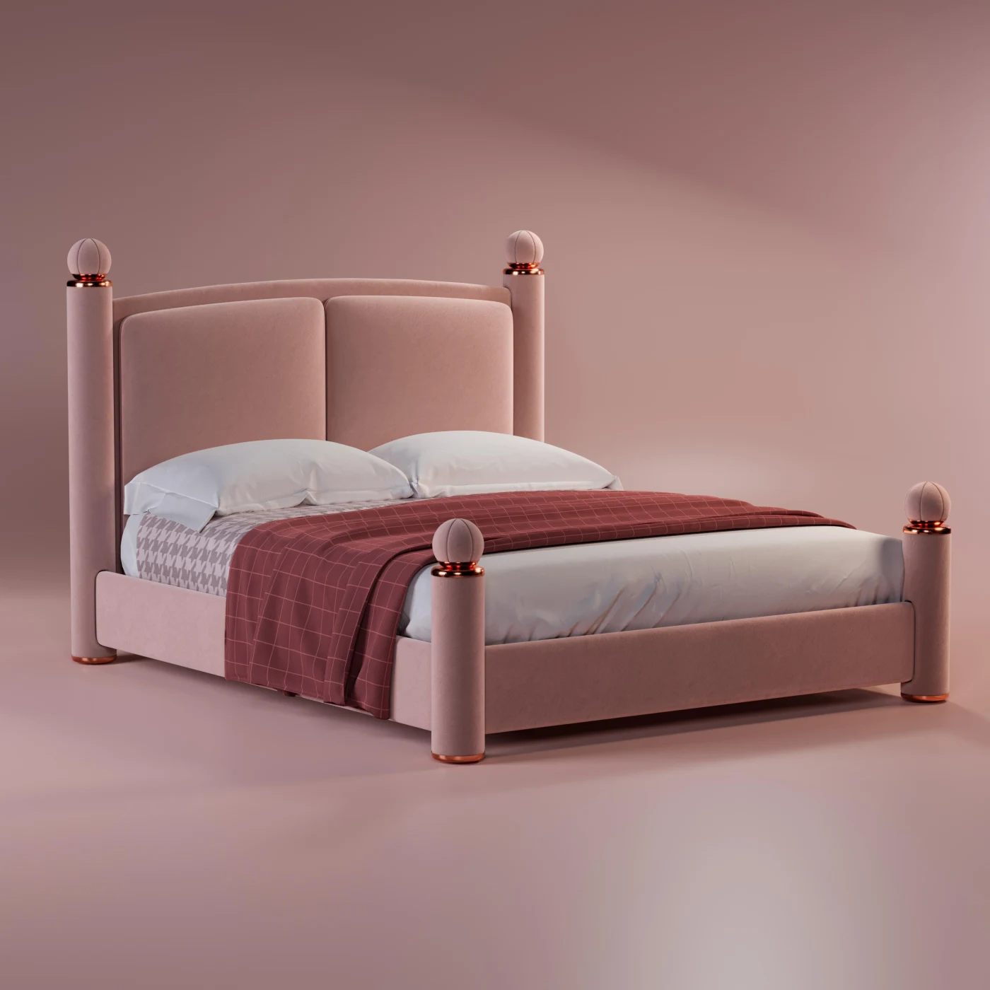 Vitti Matte Velvet & Copper Bed