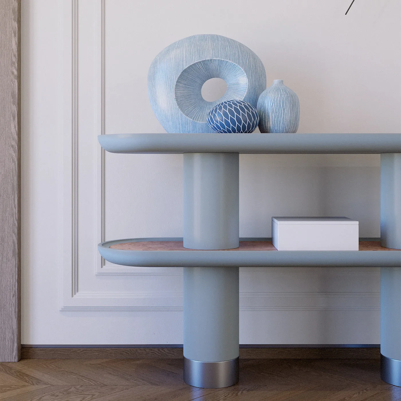 Mina 2 Shelf Pastel Light Blue Console