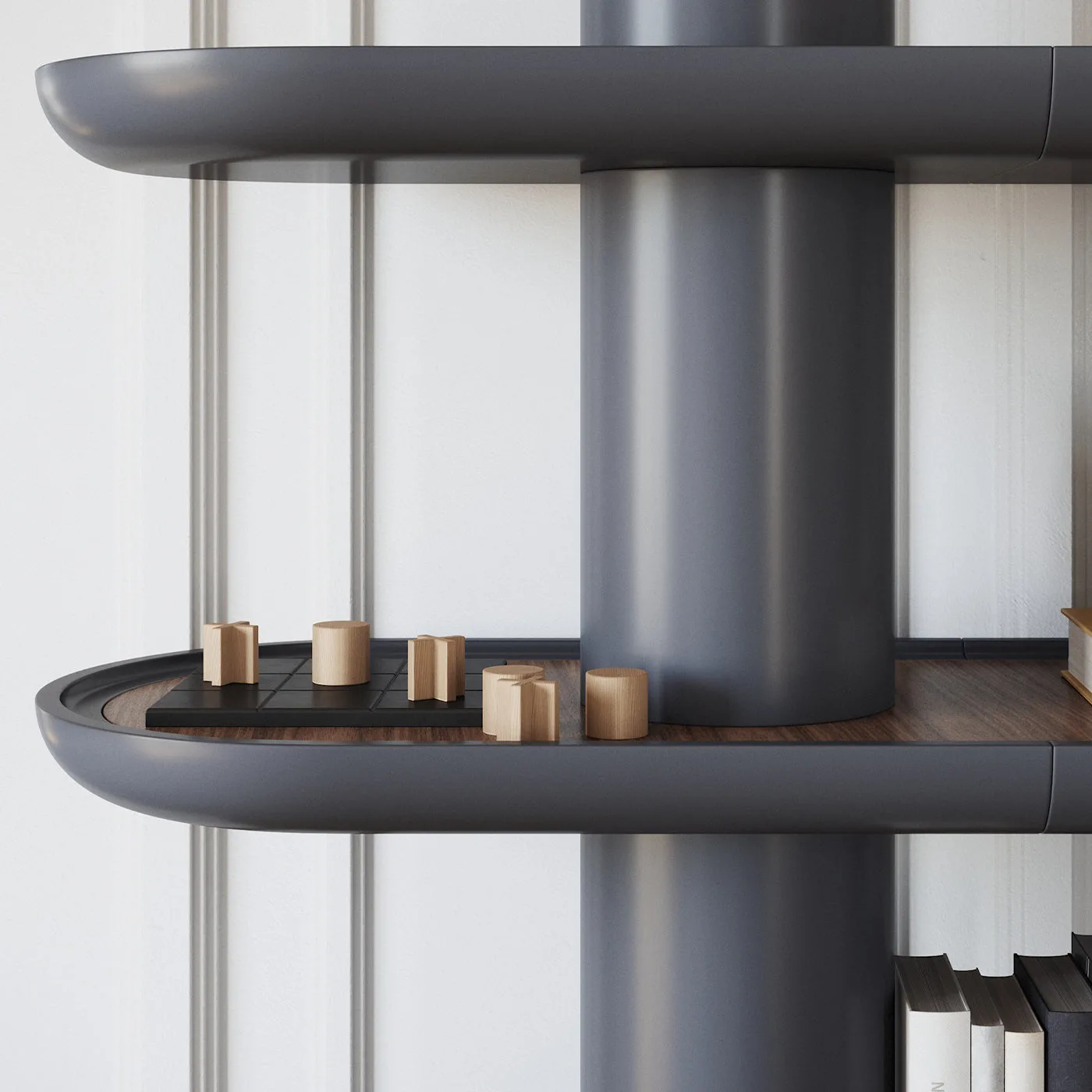 Mina 220 4-Shelf Graphite Gray Bookcase