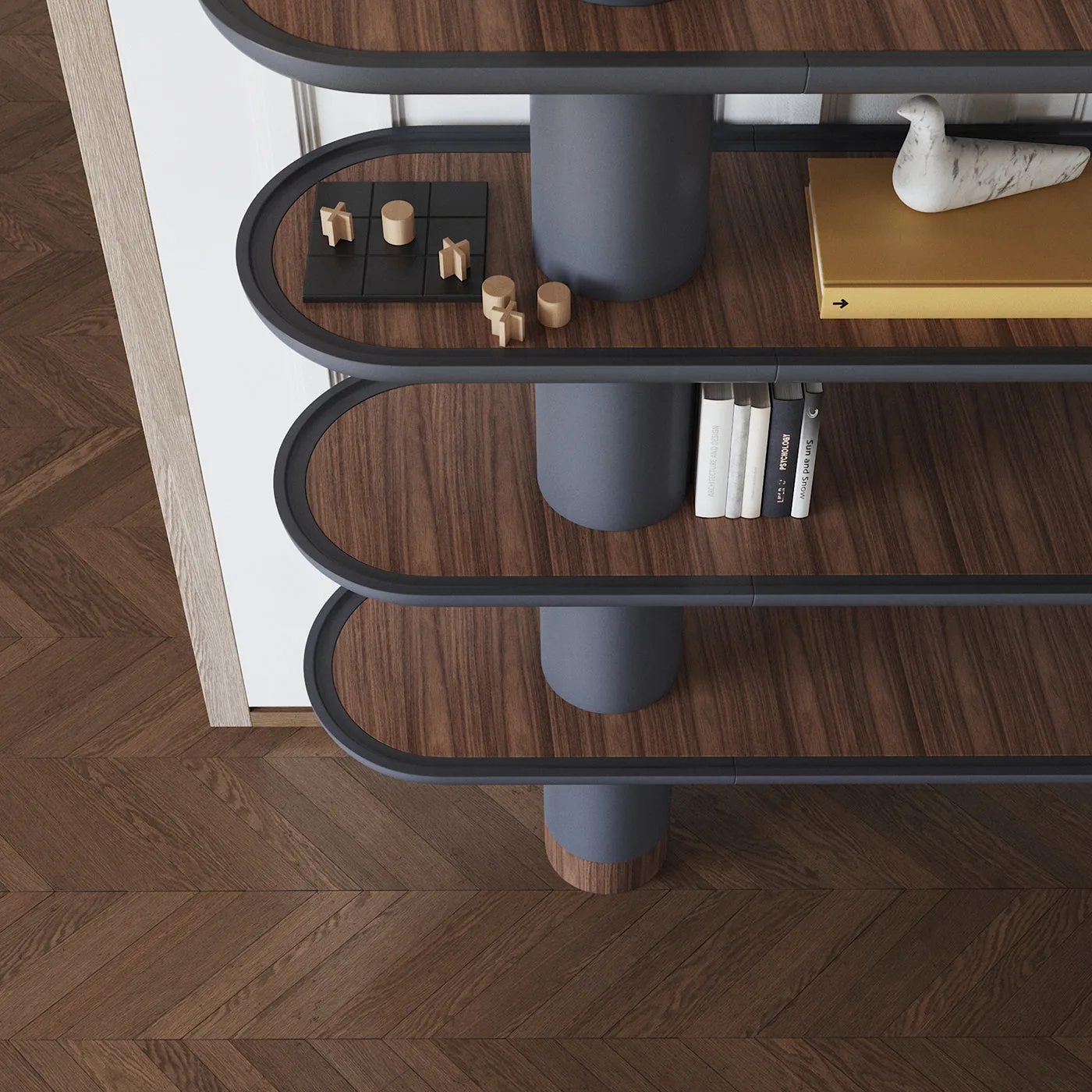 Mina 220 4-Shelf Graphite Gray Bookcase