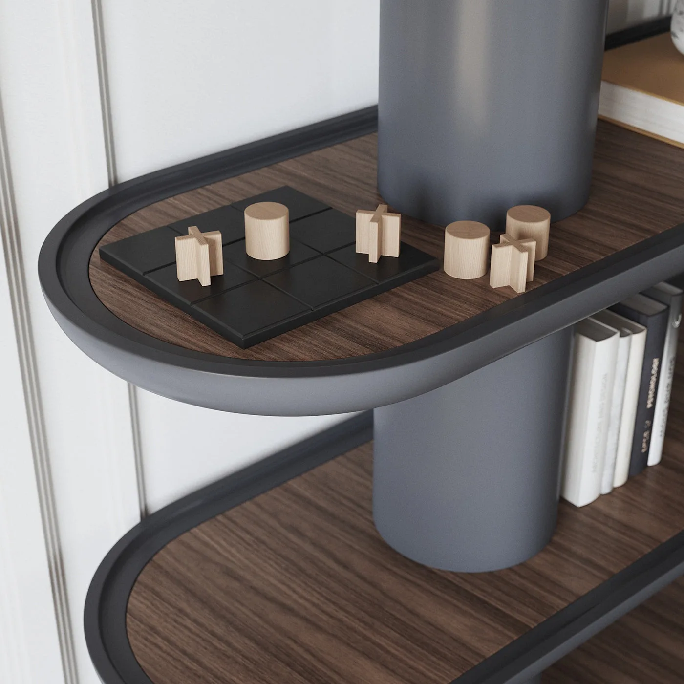 Mina 220 4-Shelf Graphite Gray Bookcase