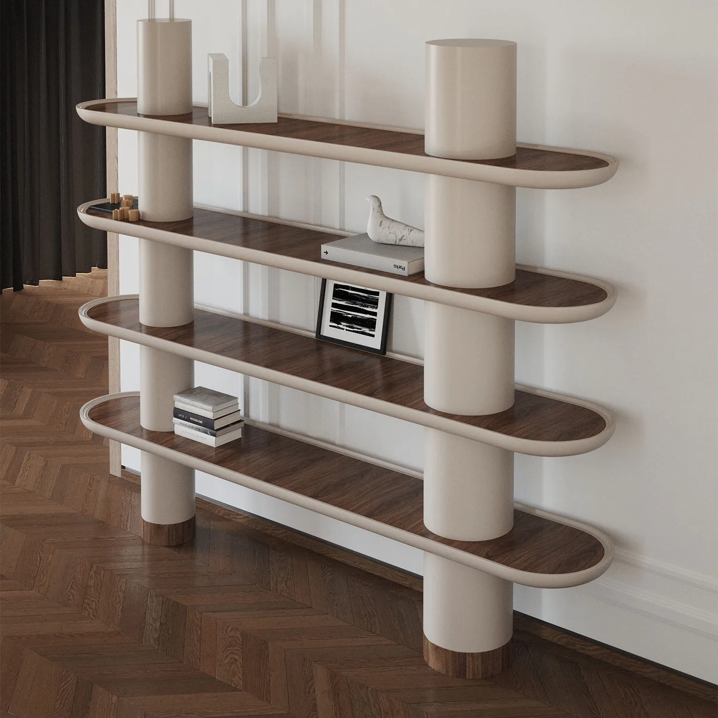 Mina 220 4 Shelf Greige Bookcase