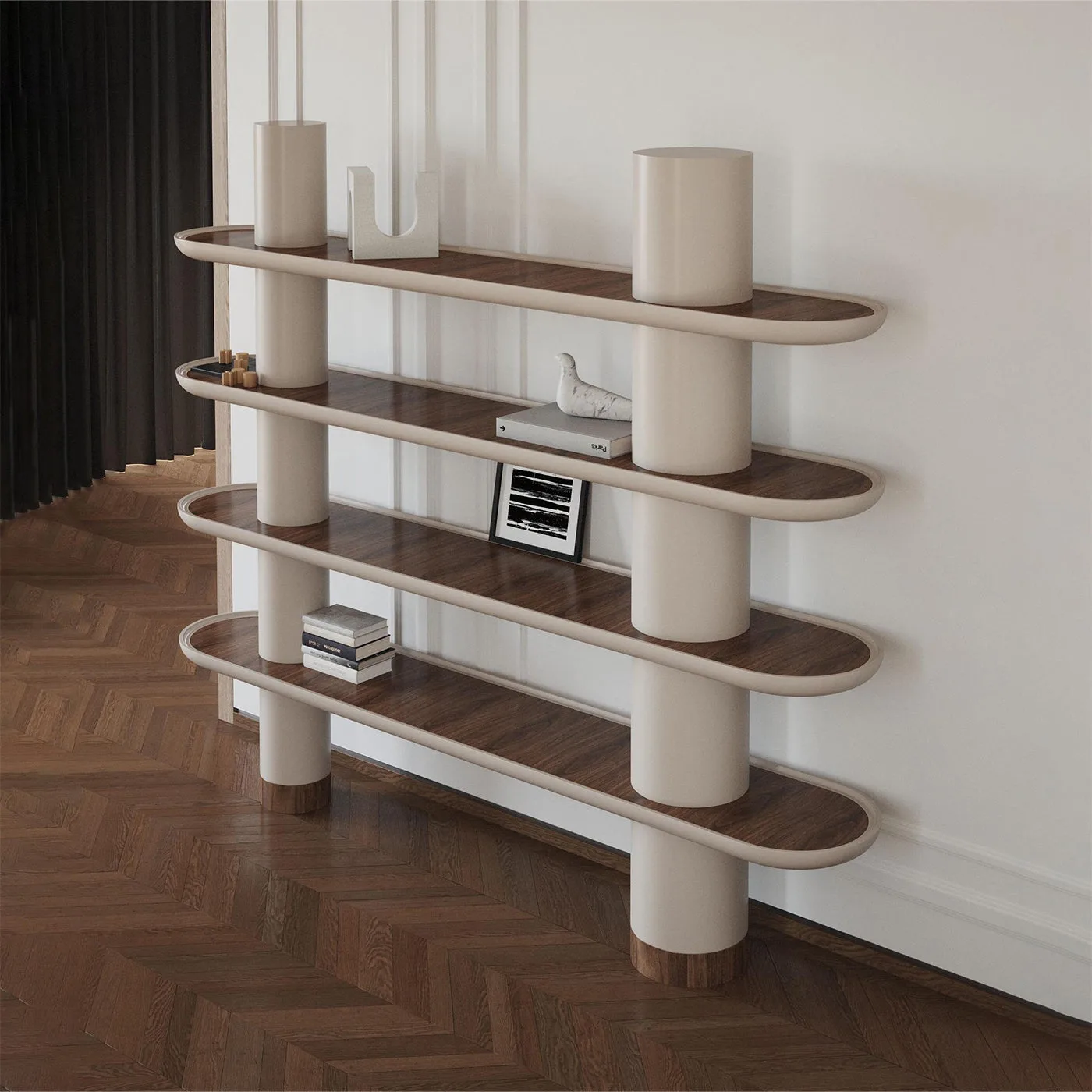 Mina 220 4 Shelf Greige Bookcase