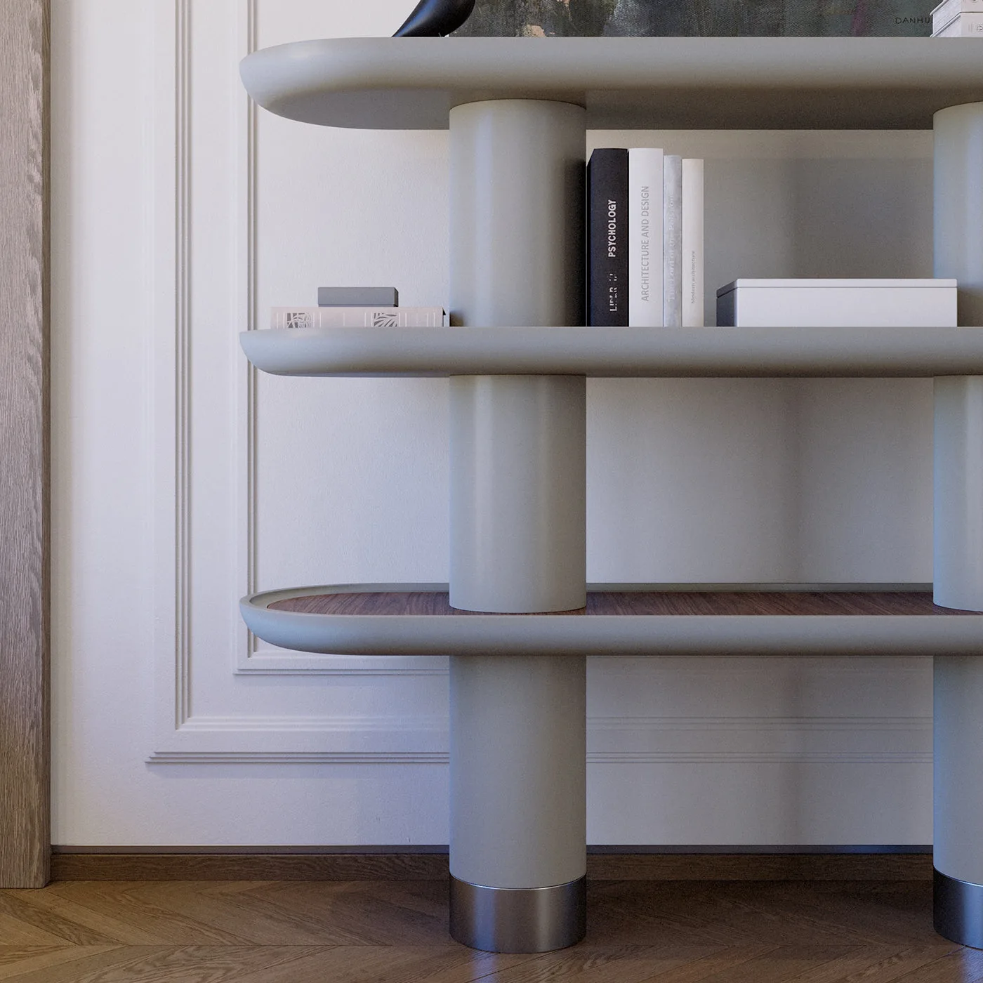 Mina 3.150 3 Shelf Stone Gray Bookcase