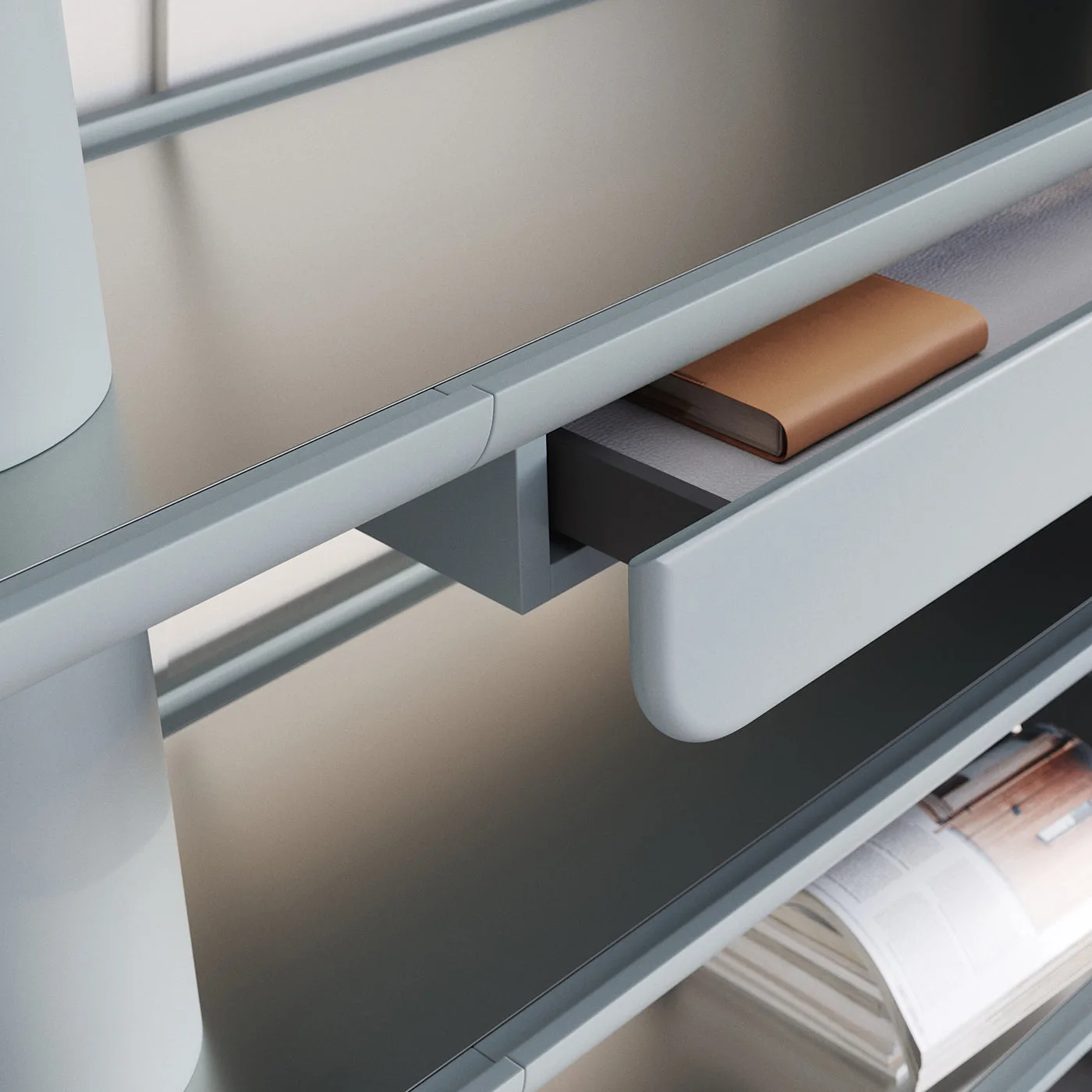 Mina Int4P 4-Shelf Pastel Light Blue Bookcase