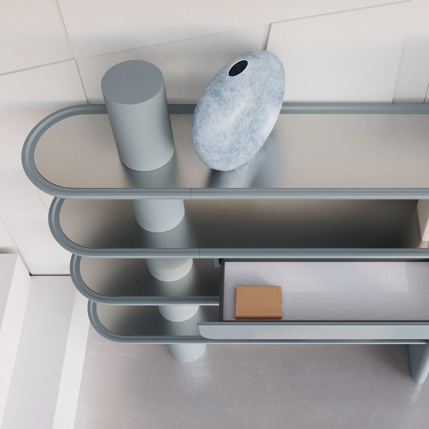 Mina Int4P 4-Shelf Pastel Light Blue Bookcase