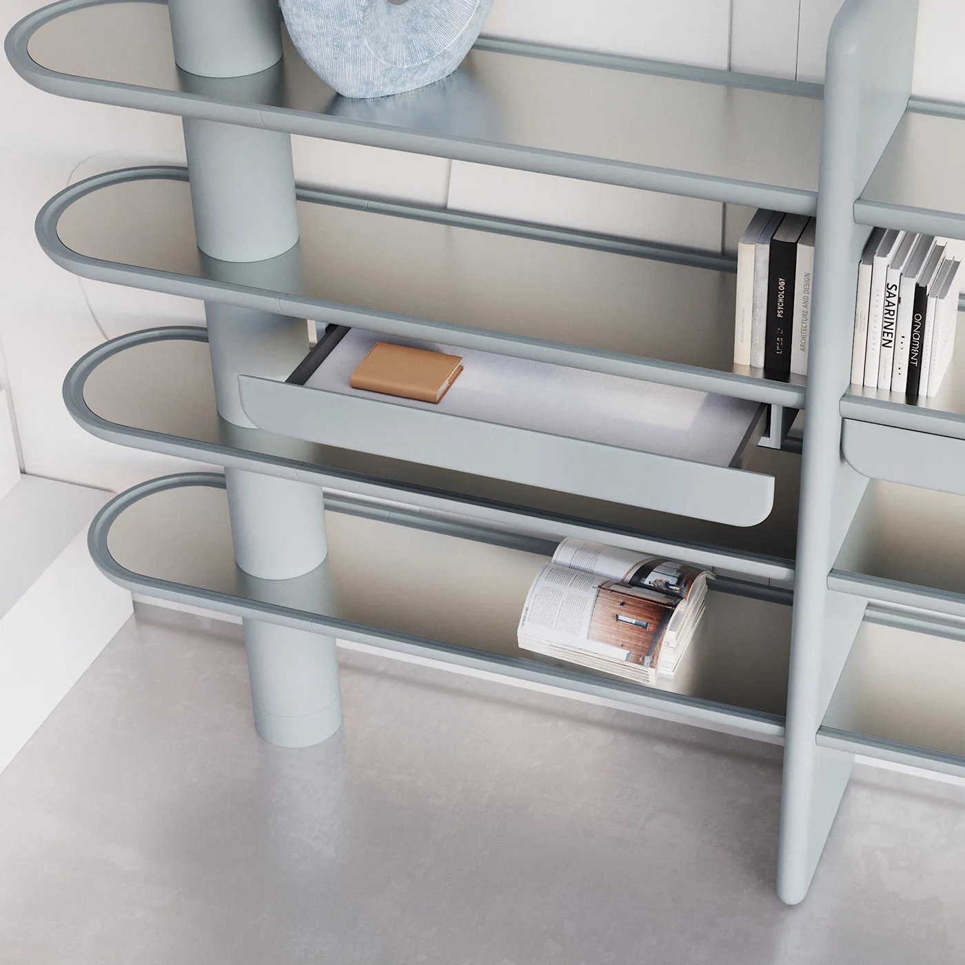 Mina Int4P 4-Shelf Pastel Light Blue Bookcase