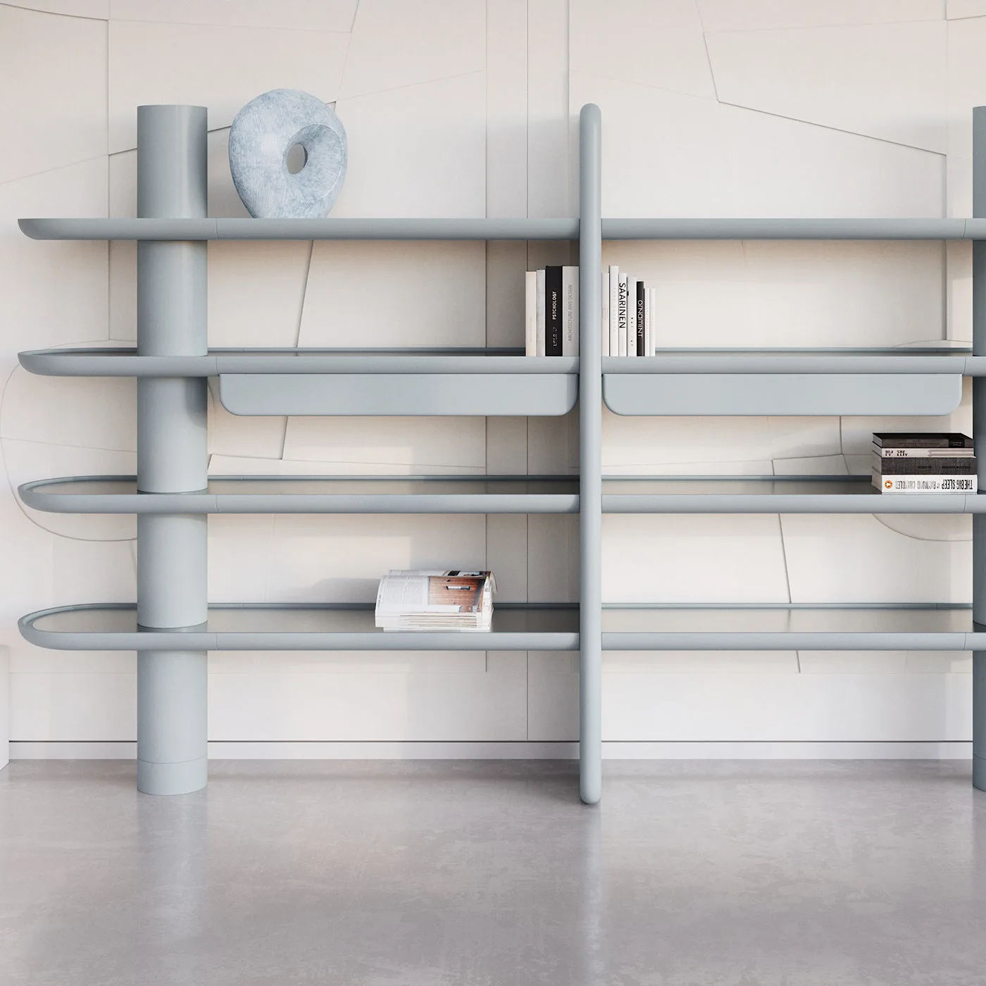 Mina Int4P 4-Shelf Pastel Light Blue Bookcase