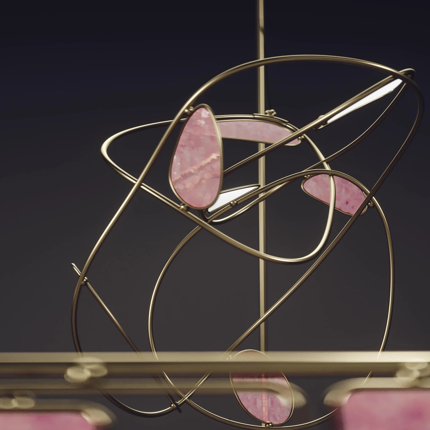 Bed in Rose Quartz & Bronze-Patina Bras