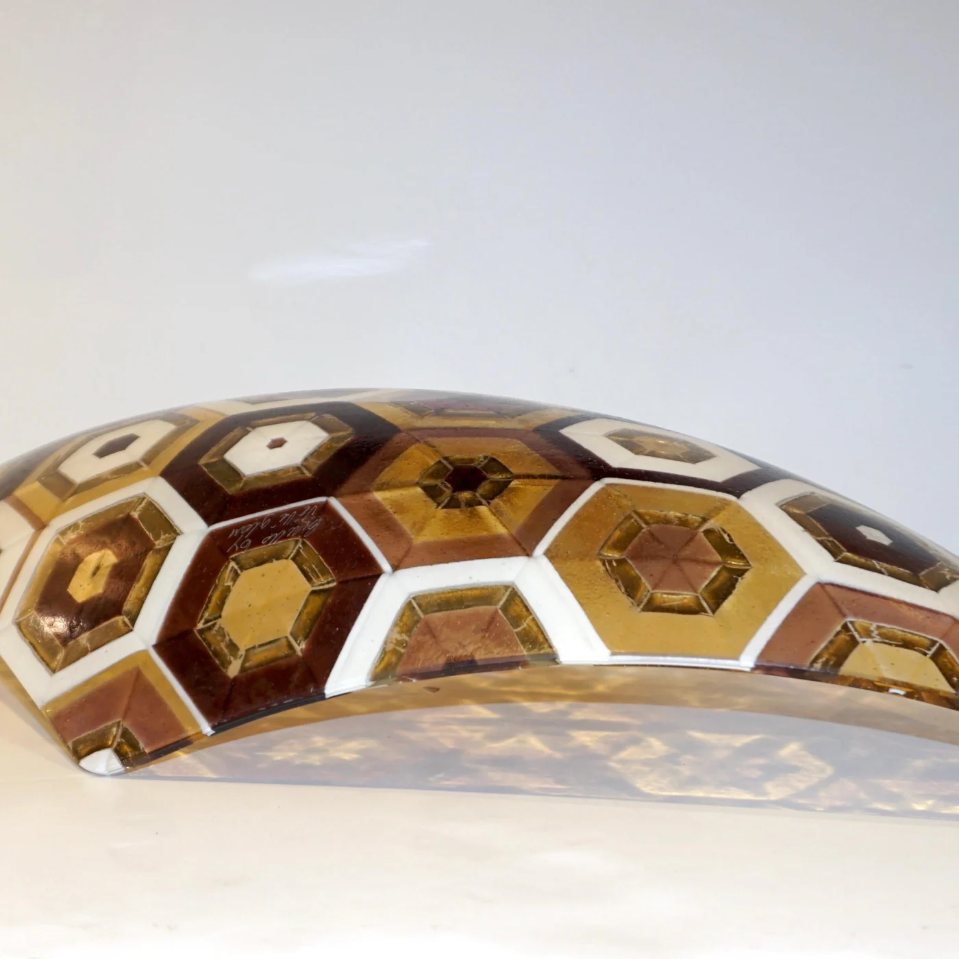 Art Deco Design Gold Amethyst Cream Murano Art Glass Mosaic Bowl