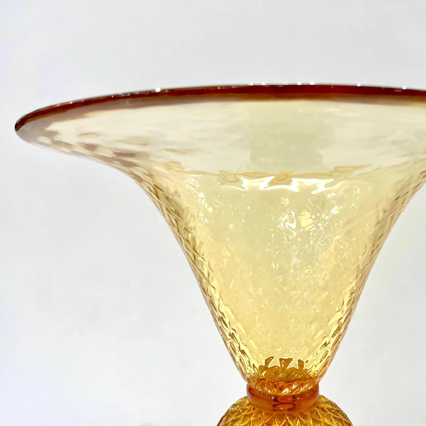 Gold Honeycomb Murano Glass Round Conical Hourglass Double Vase