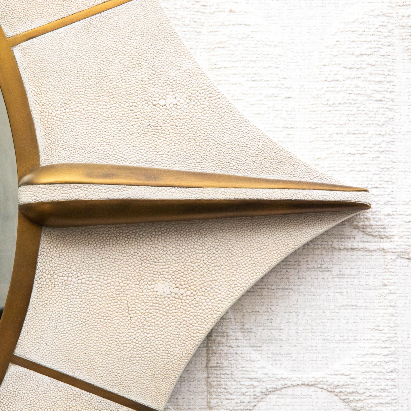 Cream Shagreen Mirror with Bronze Patina Brass