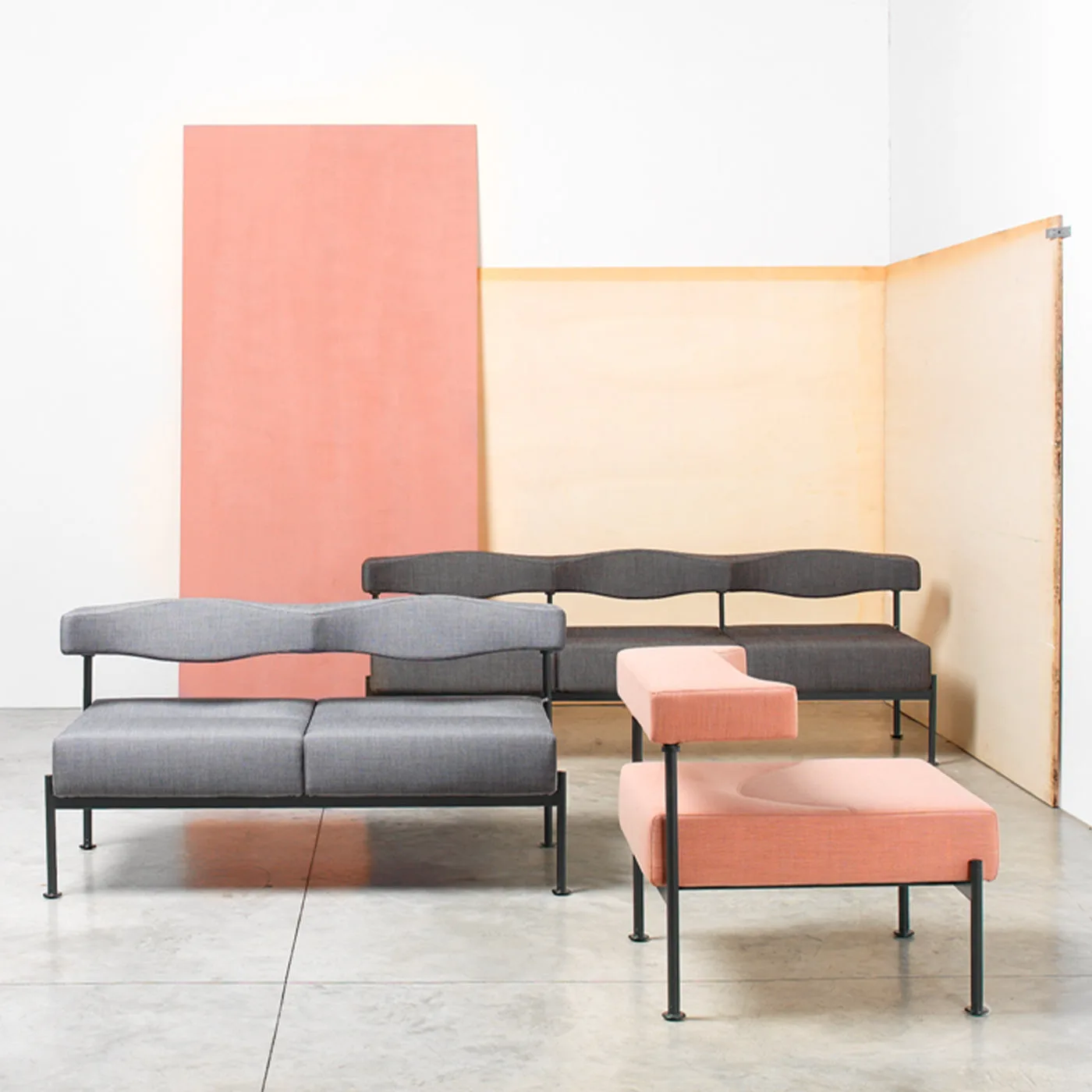 Momo 3 Seater Grey & Black Legs Sofa