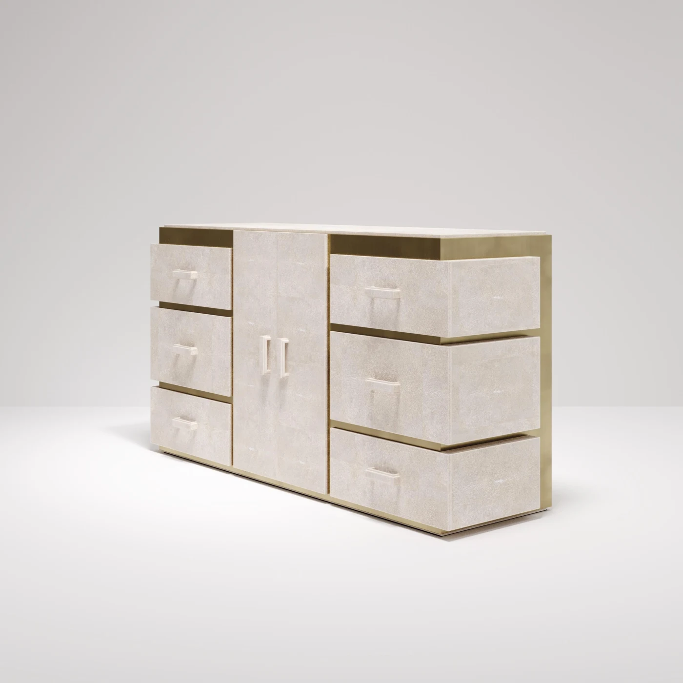 Mother of Pearl Buffet with Bronze Patina Brass