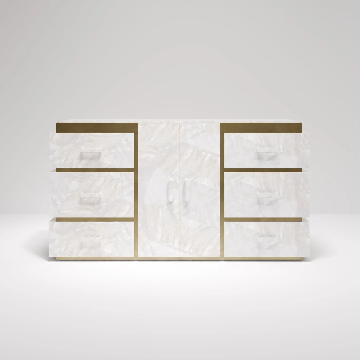 Mother of Pearl Buffet with Bronze Patina Brass