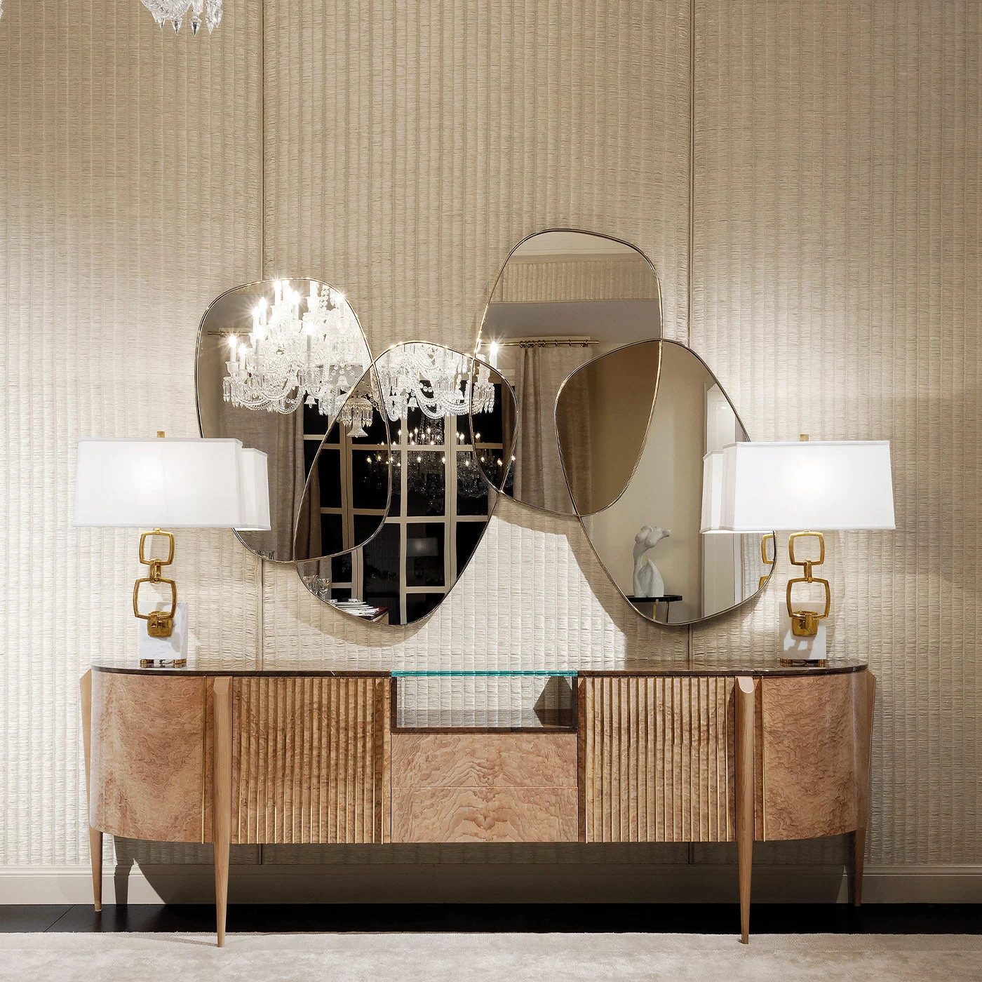 Multiple Brass Wall Mirrors