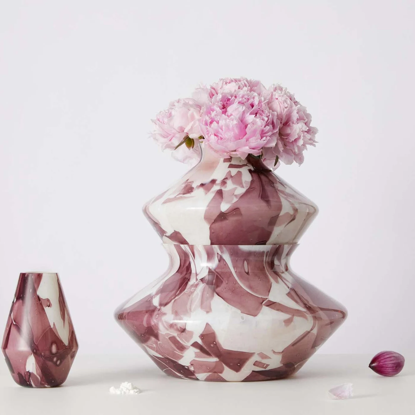 Murano Glass Amethyst Variopinto Trio Vase