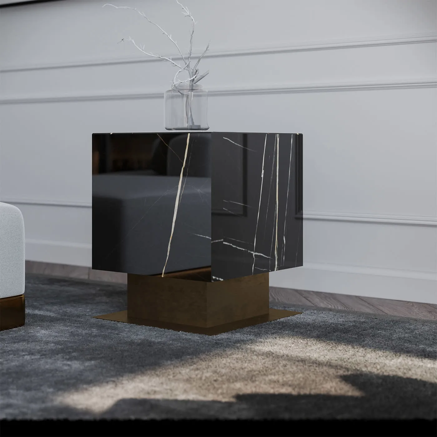 Nahul S Sahara Noir Marble Side Table