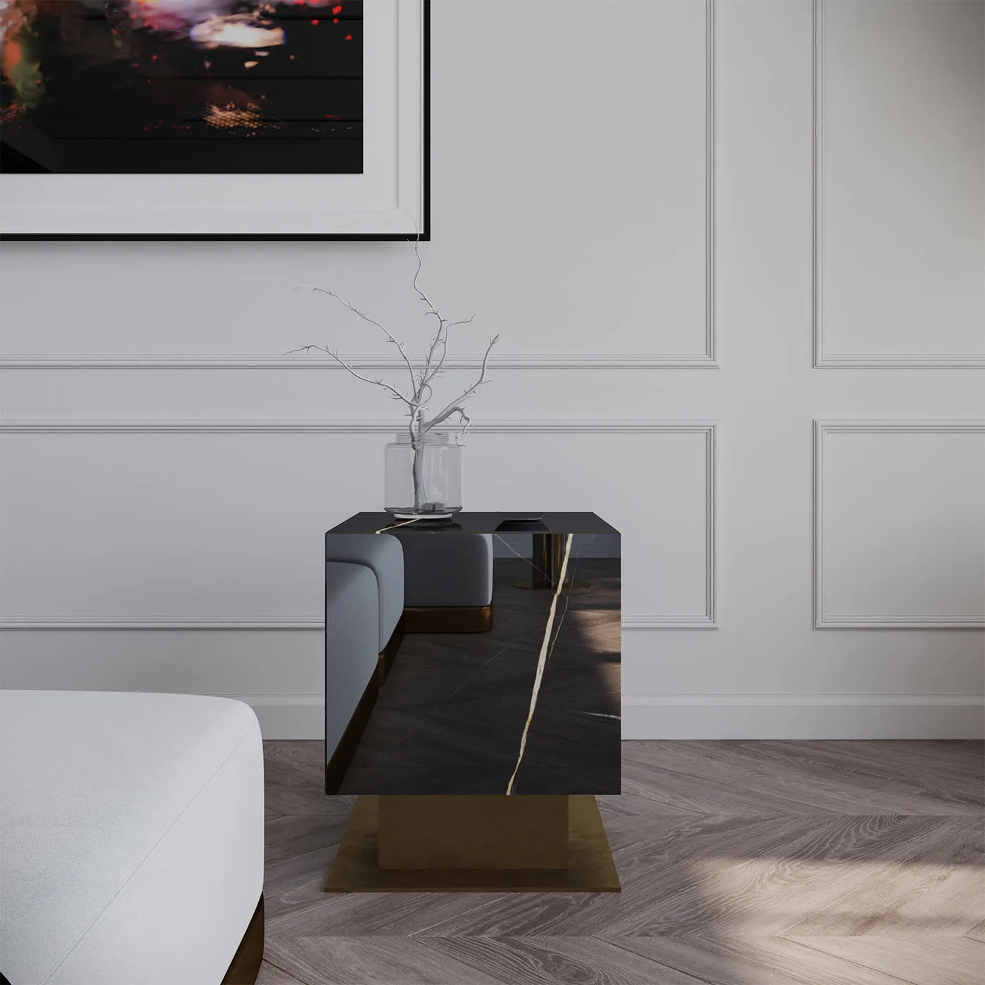 Nahul S Sahara Noir Marble Side Table