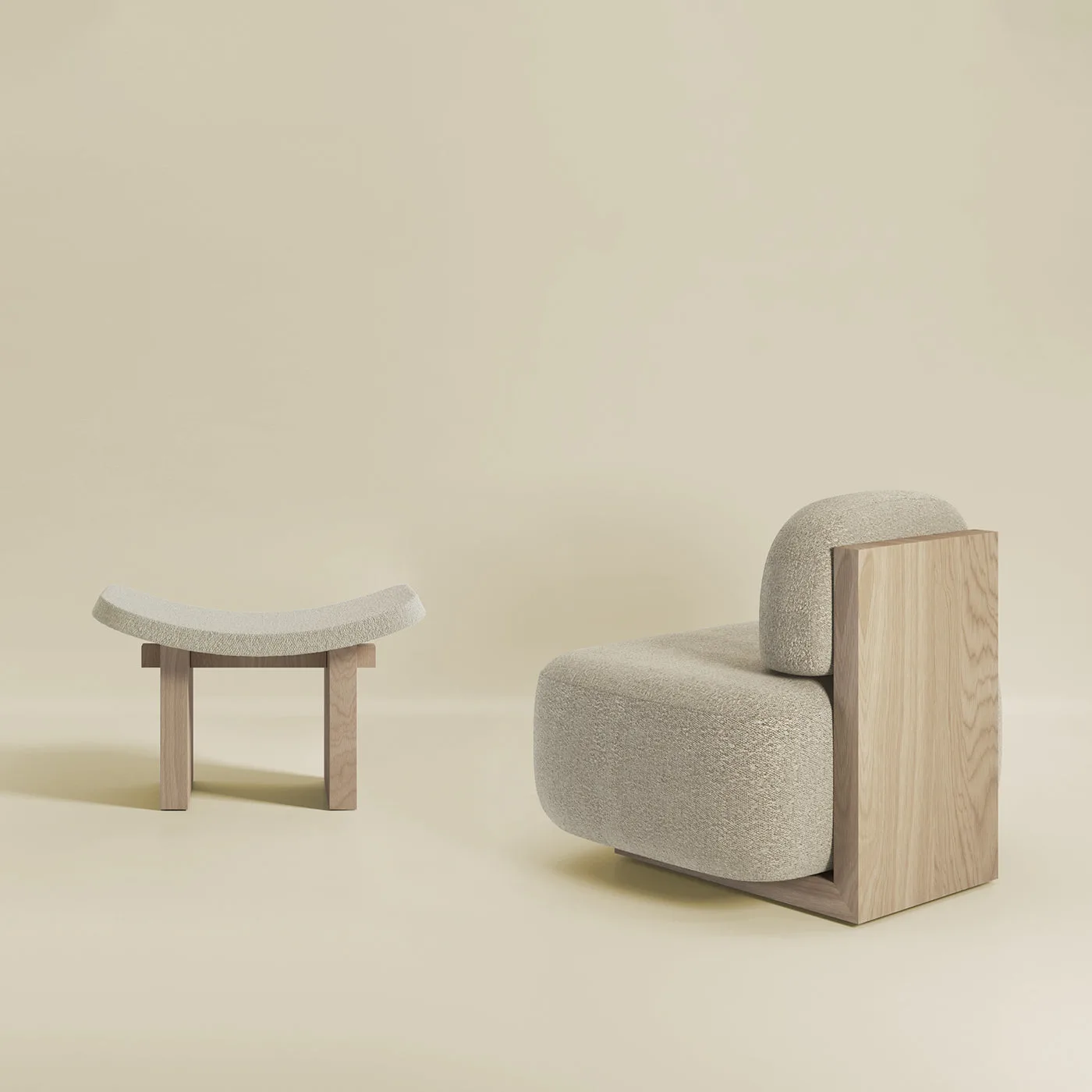 Nara Coco Desert Storm And White Oak Stool