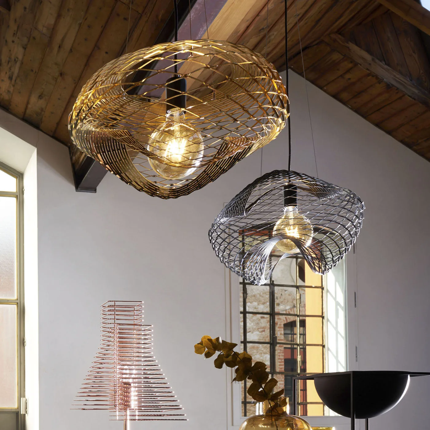 Net Chrome Pendant Lamp by Paolo Ulian