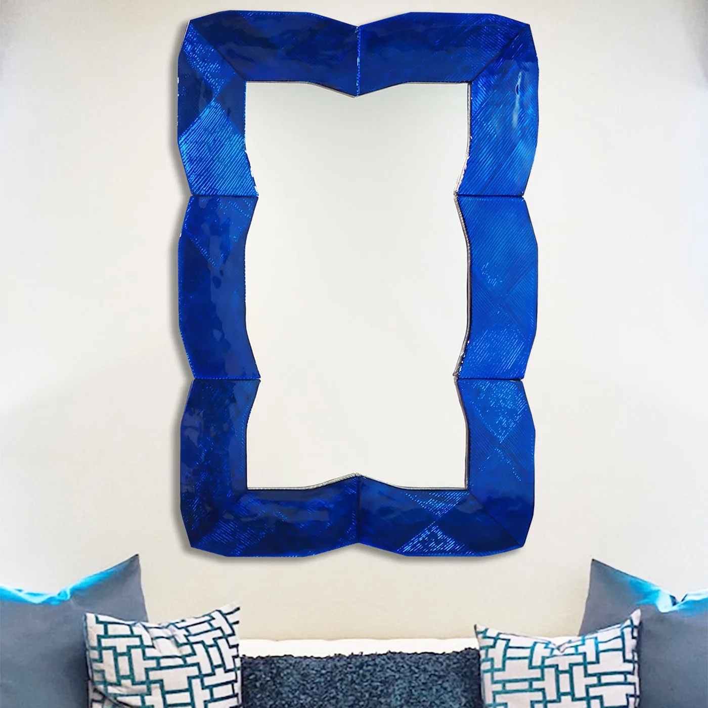 Onda Cobalto Murano Glass Wall Mirror