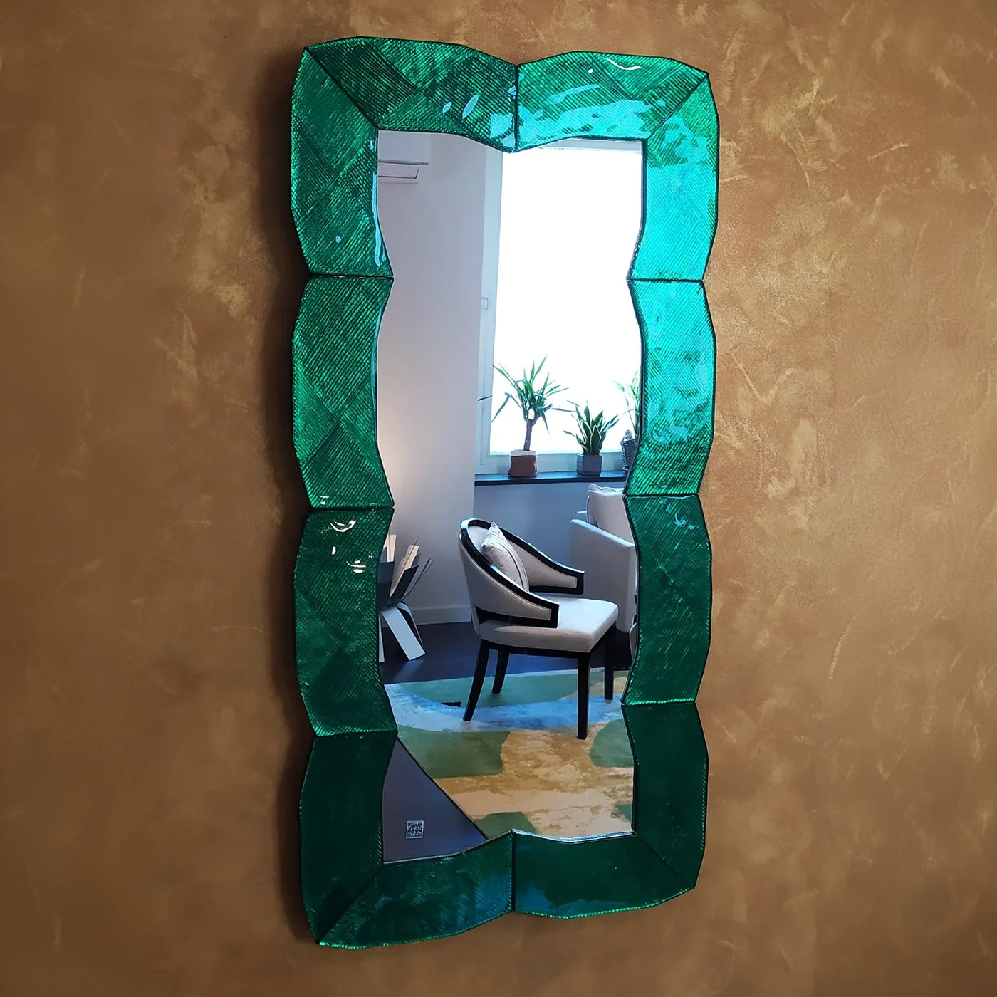 Onda Smeraldo Murano Glass Wall Mirror