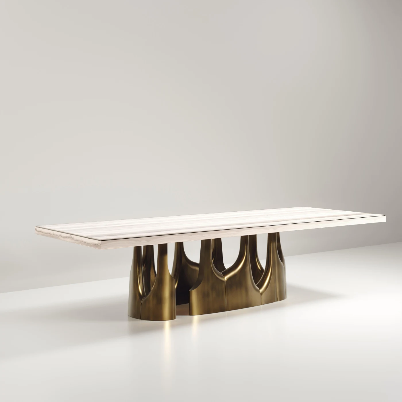 Onyx Dining Table With Bronze Patina Brass Accents