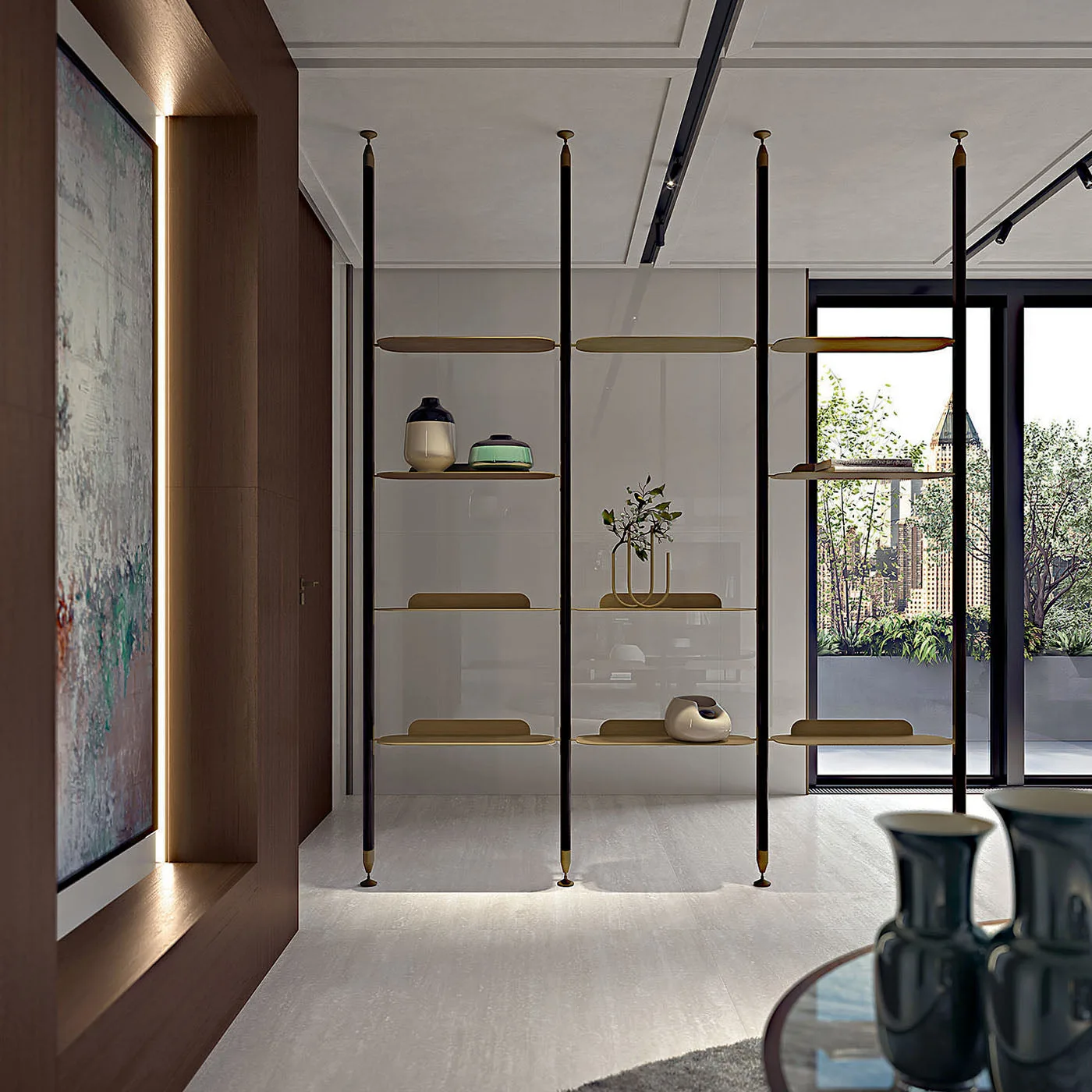 Opale 10 Shelf Black & Brass Bookcase