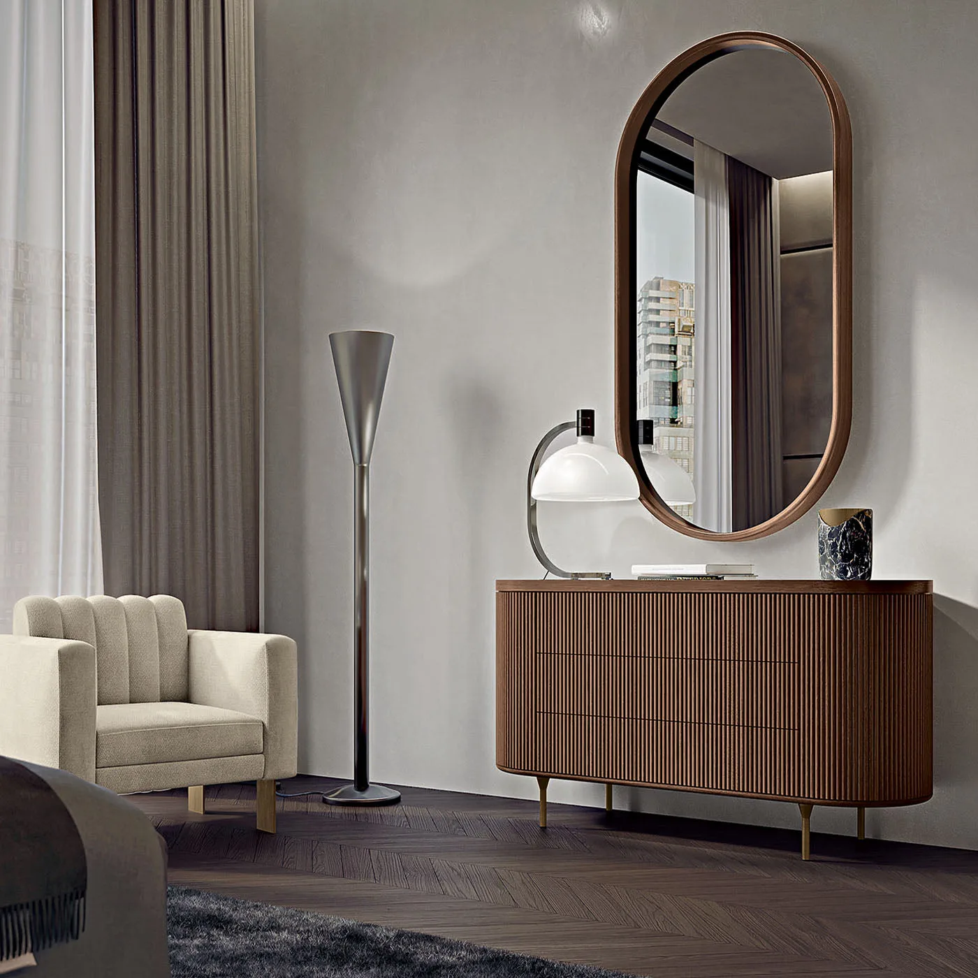 Opale Channelled Walnut Chest