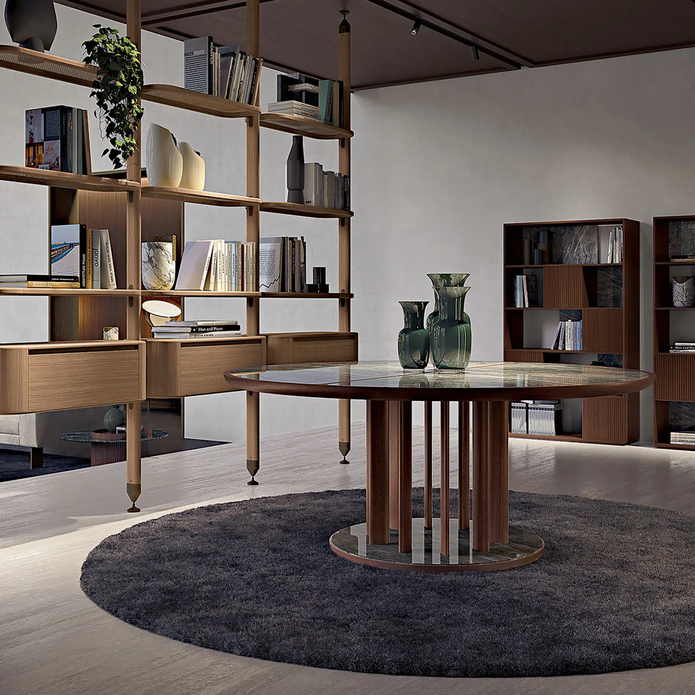 Opale Grey Shiny Earthenware & Canaletto Table