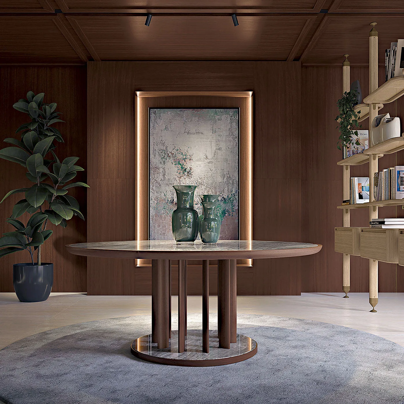 Opale Grey Shiny Earthenware & Canaletto Table