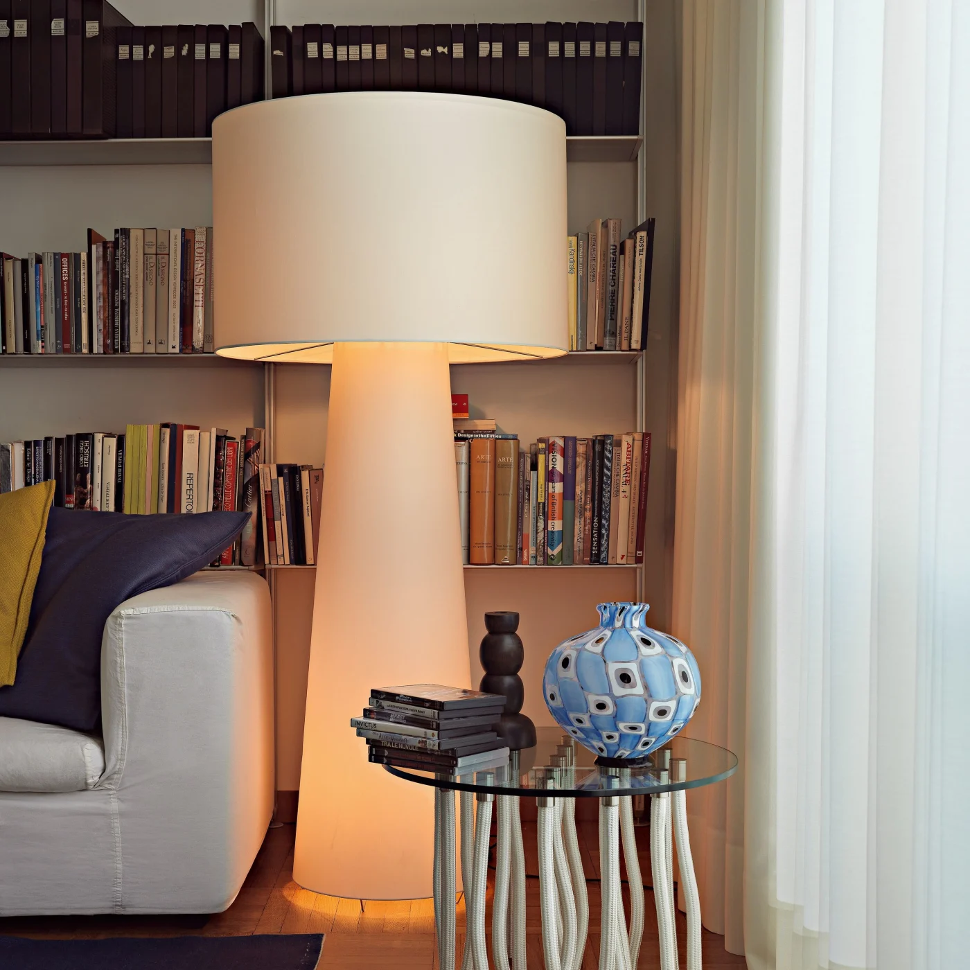 Org Service Table With Rope Legs And Glass Circular Top By Fabio Novembre