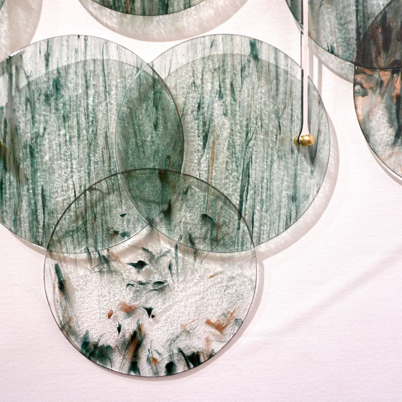 Black Pink & Blue Circle Murano Glass Room Divider Screen